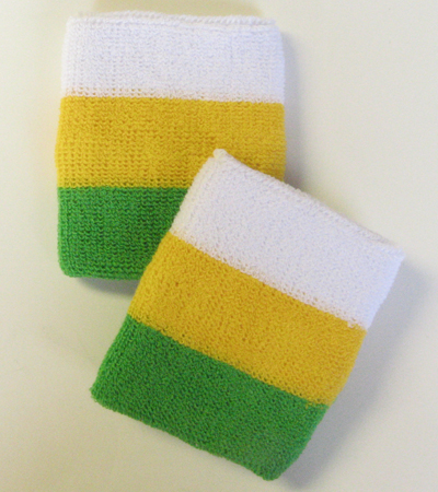 White yellow bright green 3color stripe athletic wristband