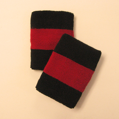 Black dark-red black 2colored sports sweat wristbands wholesale