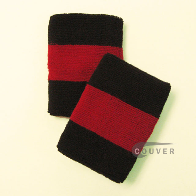 Black dark-red black 2colored sports sweat wristbands wholesale