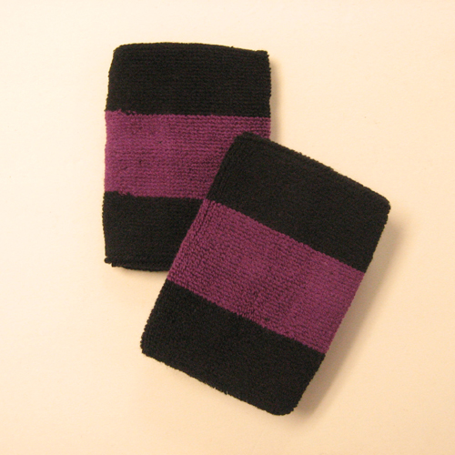 Black purple black 2colored sports sweat wristbands wholesale