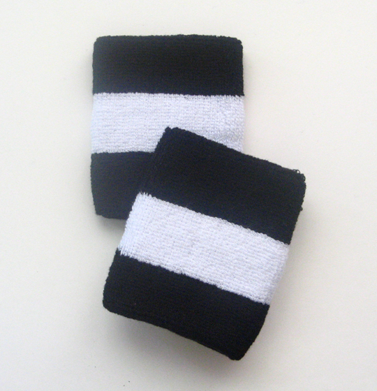 Black white black 2colored sports sweat wristbands wholesale