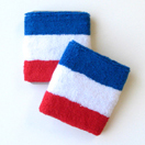 Blue white red 3color striped terry sweat wristband [6pairs]