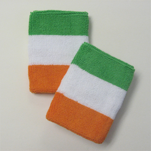 Bright green white light orange stripe sports sweat wristbands