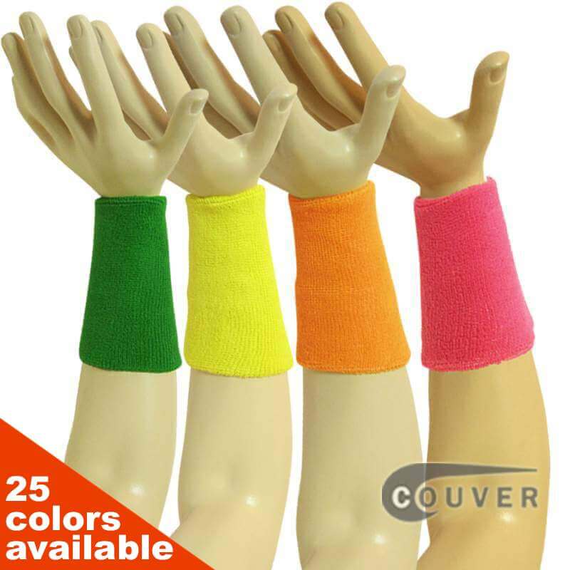 6inch Long Premium Quality COUVER Athletic Sweat Wristbands- 3Pairs