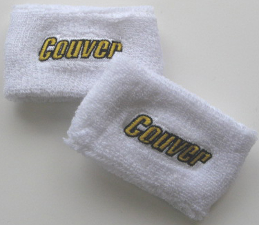 Couver white sweat wristbands terry 2inch