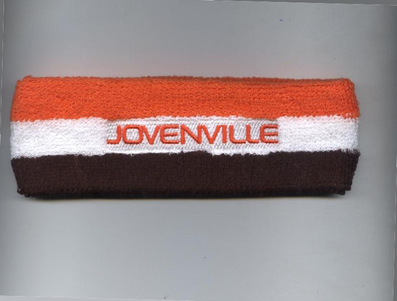 Custom Orange White Brown Striped Head Sweatband with Logo Embroidery