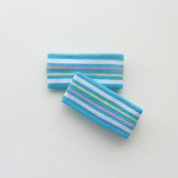 Childs Cute 1inch Turquoise Blue White Stripe Wristband [2pairs]