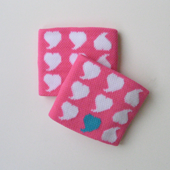 Childs White Heart on Pink Wrist Band for Girls and Teen 2pairs