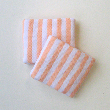 Childs Girls Kid's Vertical Striped Peach Wrist Bands [2pairs]