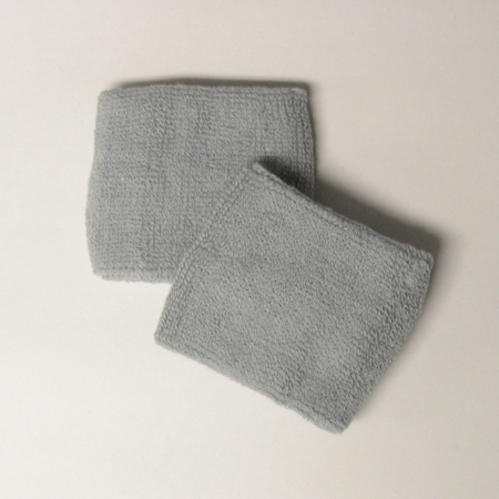 Light gray youth sports sweat wristbands terry wholesale [6pairs