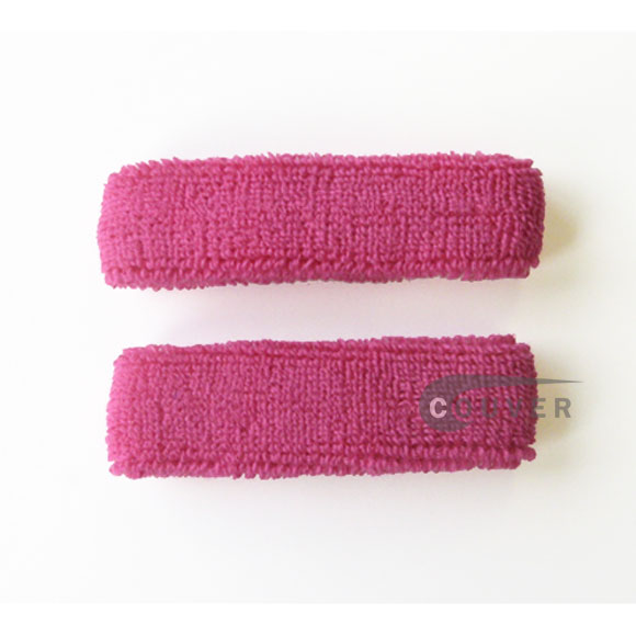 Hot pink 1inch thin cotton terry wrist sweatbands, 3 Pairs