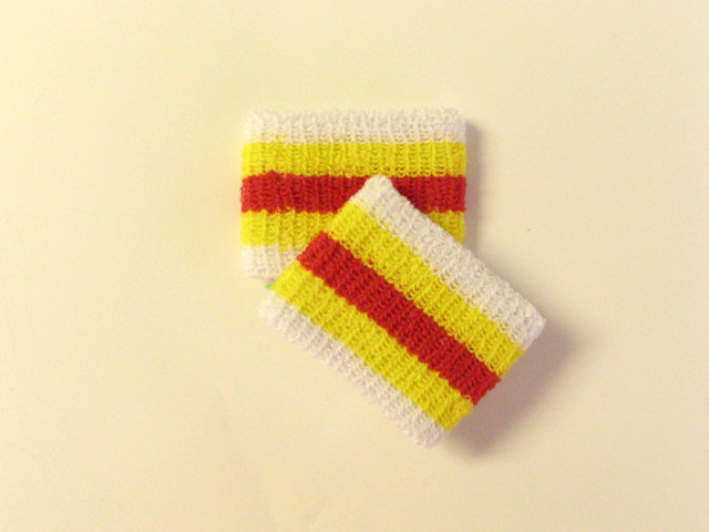Boys Youth Stripe Yellow Red Yellow Wristbands [6pairs]