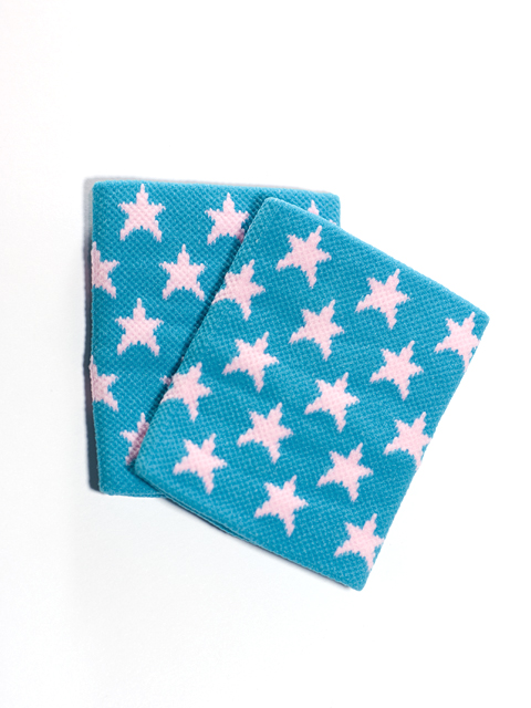 Light Pink Stars on Cyan Wristbands for Girls and Teens [2pairs]