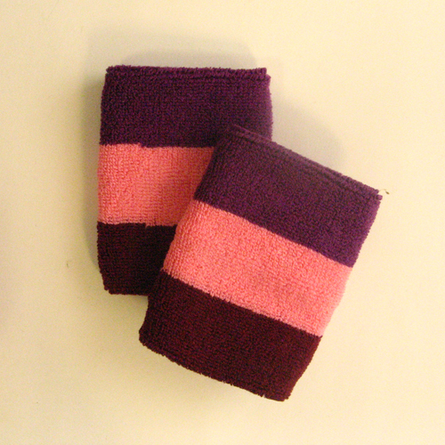 Purple pink maroon 3color striped wrist sweatband [6pairs]