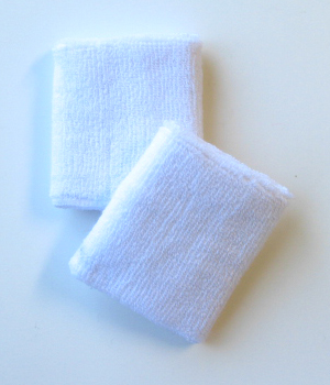 White Mens 4IN Wrist Sweatband(Sport Wristband) Wholesale 6PAIRS