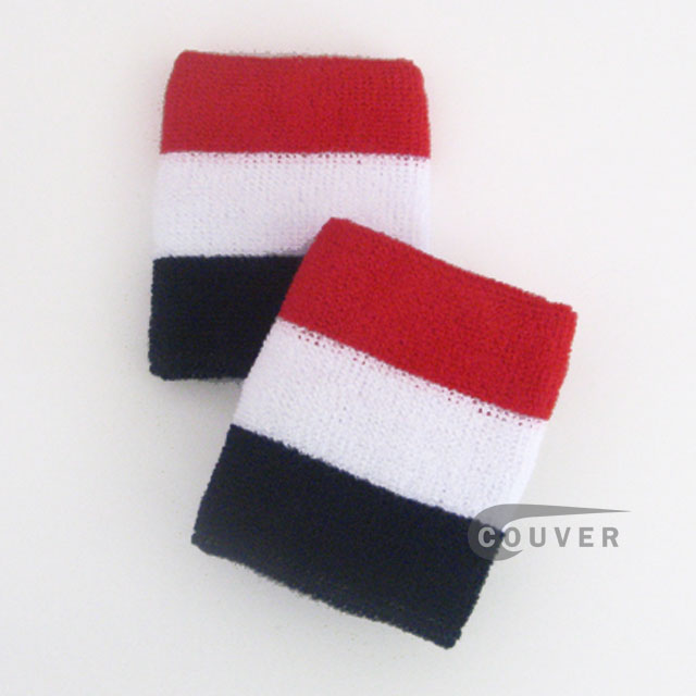 Red White Navy Stripe Wrist Sweatband Wholesale 6PAIR