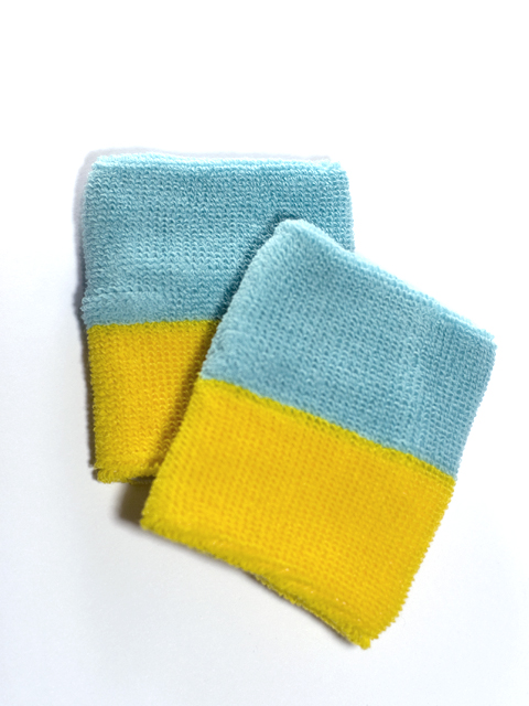 Wholesale Skyblue Yellow 2 color Sports Wristbands [6 pairs]