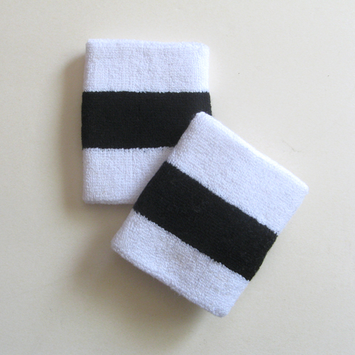 White black white 2color striped wrist sweatband