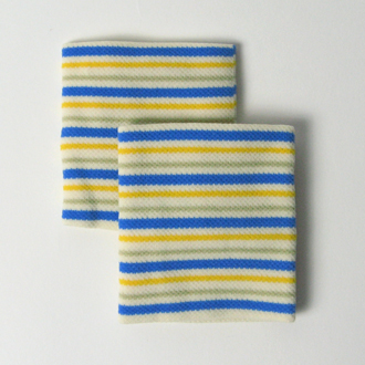 White with cerulean blue yellow stripe cute wrist bands