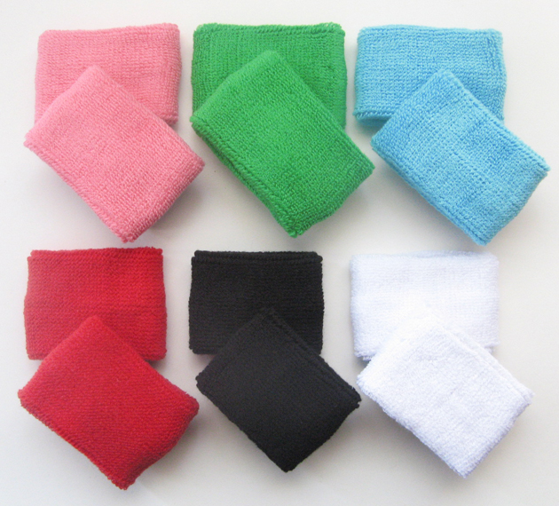 Youth Sports Sweat Wristbands Cotton Terry Mixed in Color 6pairs