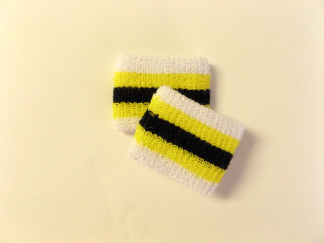 Boys Youth Stripe Yellow Black Yellow Wristbands [6pairs]