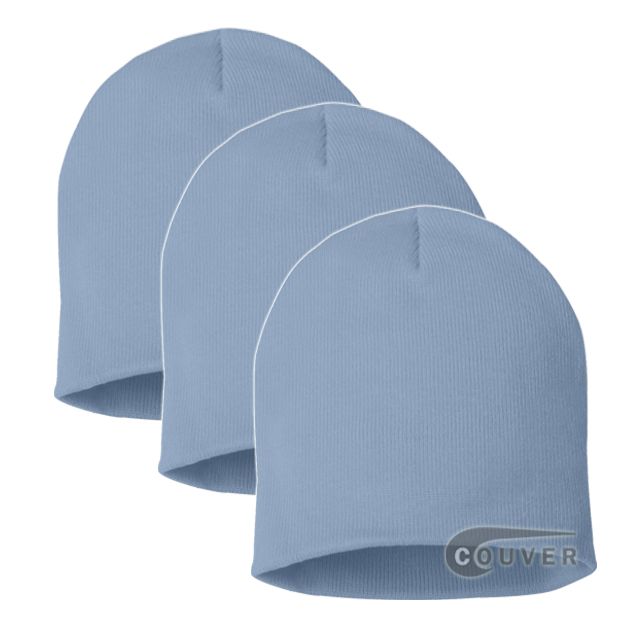 Baby Blue 8inch Acrylic Knit Beanies Cap 3Pieces