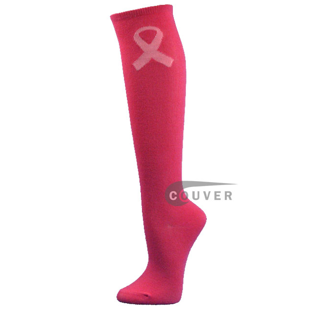 Pink Ribbon logo Bright Pink Socks Wholesale