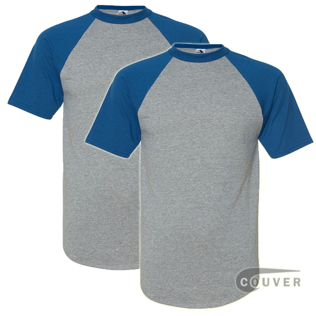 Augusta Sportswear 50/50 S-Sleeve Raglan T-Shirt Gray/Blue 6 Pieces Set