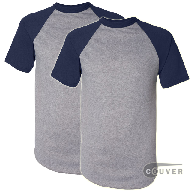 Augusta Sportswear 50/50 S-Sleeve Raglan T-Shirt Gray/Navy 6 Pieces Set