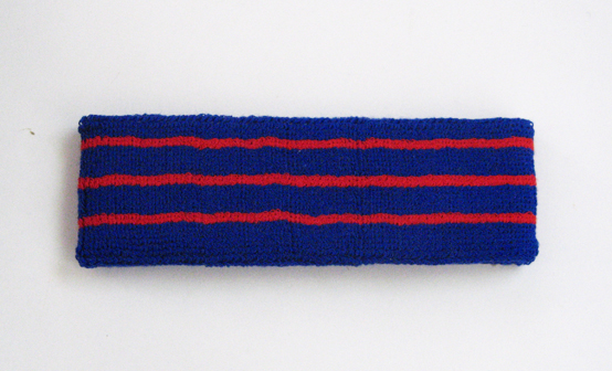3red stripes in blue tennis head sweatband