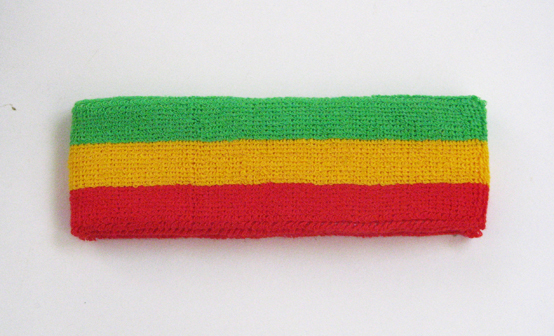Couver Bright Green Golden Yellow Red striped head sweatband HB510-BRTGRN_GLDYLW_RED