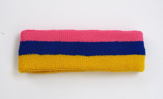 Couver pink blue yellow striped head sweatband HB510-BRTPNK_BLE_GLDYLW