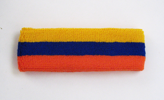 Couver black yellow red striped head sweatband HB510-DRKORG_BLE_GLDYLW