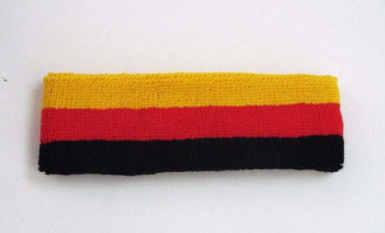 Couver black yellow red striped head sweatband HB510-BLK_RED_GLDYLW