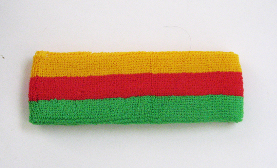 Couver black yellow red striped head sweatband HB510-BRTGRN_RED_GLDYLW