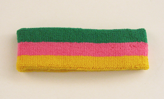 Couver black yellow red striped head sweatband HB510-GRN_BRTPNK_GLDYLW