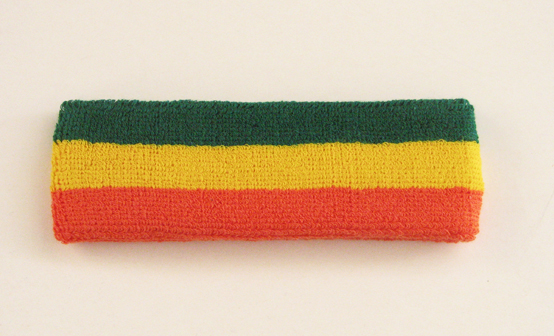 Couver black yellow red striped head sweatband HB510-DRKORG_GLDYLW_GRN