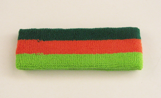 Couver green orange lime striped head sweatband HB510-DRKGRN_DRKORG_LMEGRN