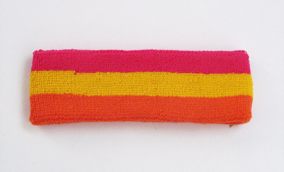 Couver orange yellow pink striped head sweatband HB510-DRKORG_GLDYLW_HOTPNK