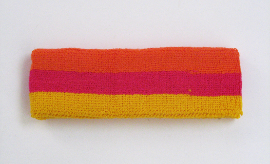 Couver orange pink yellow striped head sweatband HB510-DRKORG_HOTPNK_GLDYLW