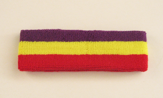 Couver black yellow red striped head sweatband HB510-PPL_BRTYLW_RED