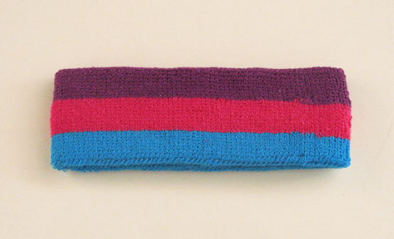 Couver purple pink blue striped head sweatband HB510-PPL_HOTPNK_SKYBLE