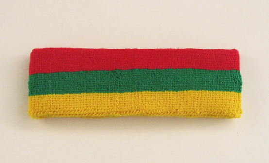 Couver yellow green red striped head sweatband HB510-GLDYLW_GRN_RED