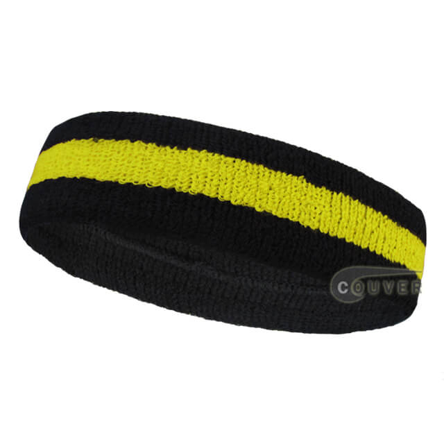 Black Striped COUVER Signature Head Sweatbands for Sports 12Pieces ...