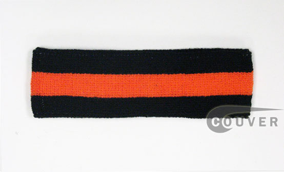 black red black striped head sweatband HB85-DRKORG_BLK