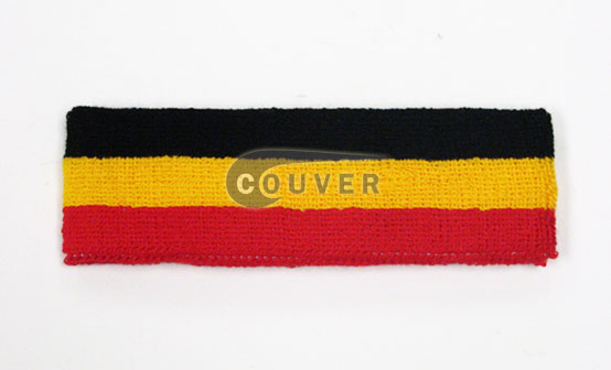 Couver black yellow red striped head sweatband HB510-BLK_GLDYLW_RED