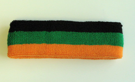Couver black green orange striped head sweatband HB510-BLK_GRN_ORG