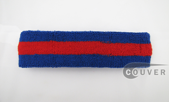 Blue Red Blue striped head sweatband HB85-RED_BLE