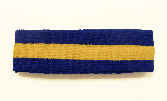 Blue Yellow Blue striped head sweatband HB85-YLW_BLE