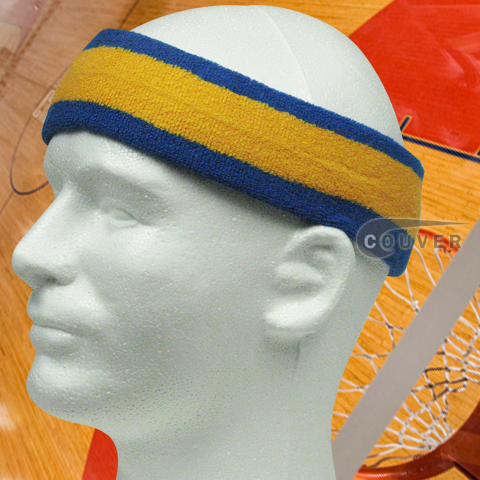 Yellow with Blue trim Large Basketball Head Sweatband